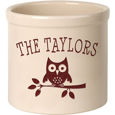 Whitehall Owl Stoneware Crock, 1 Line