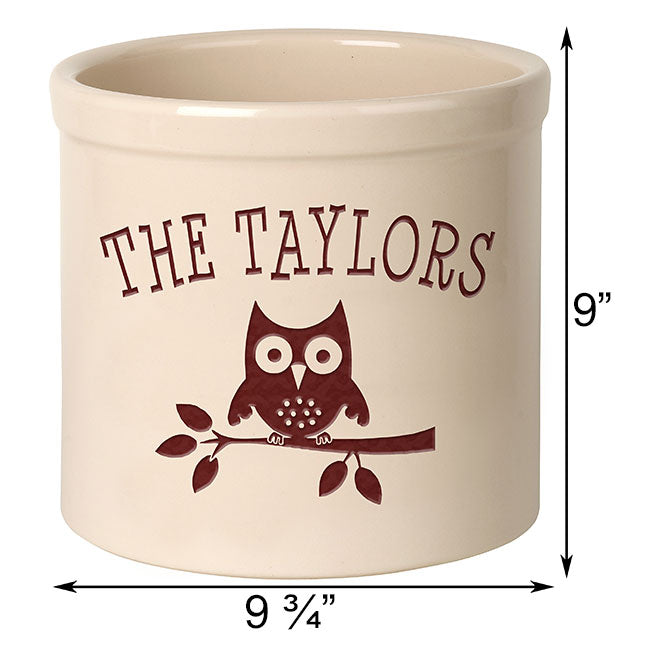 Whitehall Owl Stoneware Crock, 1 Line