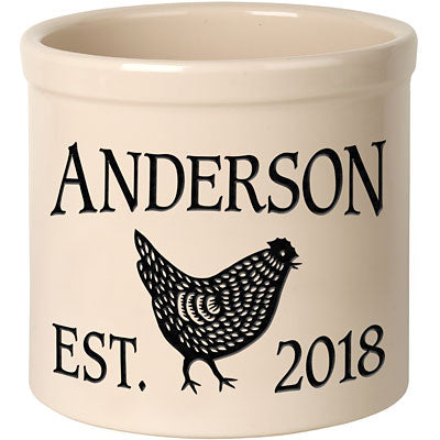 Whitehall Chicken Established Stoneware Crock, 2 Line