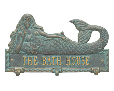 Whitehall Mermaid Wall Plaque with Hooks, Standard, 1 Line