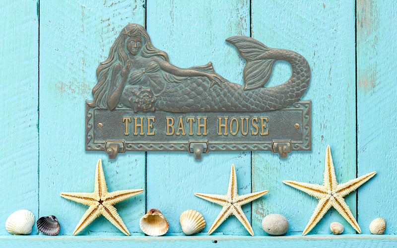 Whitehall Mermaid Wall Plaque with Hooks, Standard, 1 Line