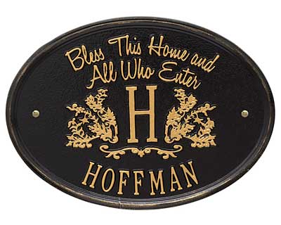 Whitehall Bless This Home Monogram Wall Plaque, Standard