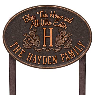 Whitehall Bless This Home Monogram Lawn Marker, Standard