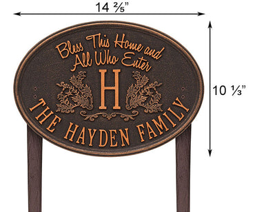 Whitehall Bless This Home Monogram Lawn Marker, Standard