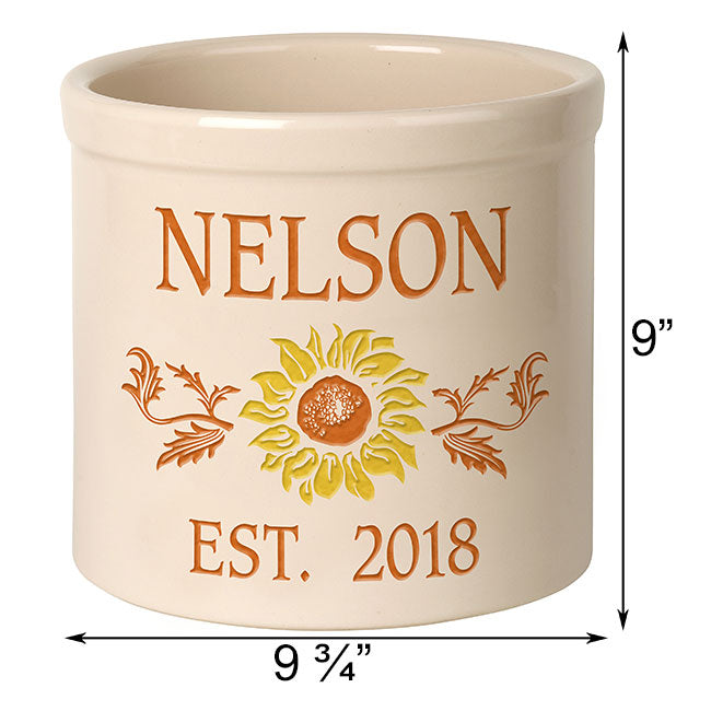 Whitehall Center Sunflower Stoneware Crock, 2 Line