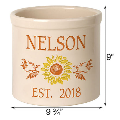 Whitehall Center Sunflower Stoneware Crock, 2 Line