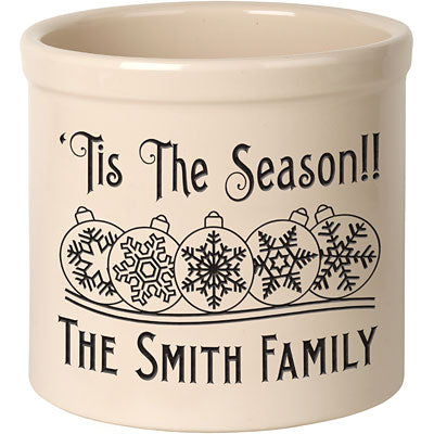 Whitehall Snowflake Ornaments Stoneware Crock, 1 Line