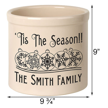 Whitehall Snowflake Ornaments Stoneware Crock, 1 Line