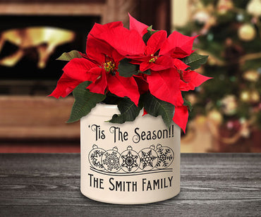 Whitehall Snowflake Ornaments Stoneware Crock, 1 Line
