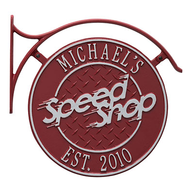 Whitehall 2 Sided Hanging "Speed Shop" Plaque w/Bracket