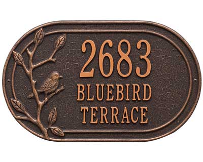 Whitehall Woodridge with Bird Oval Wall Plaque, Std, 3 Line