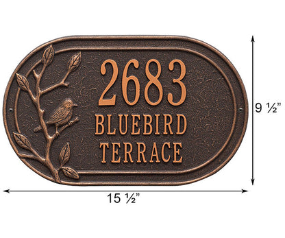 Whitehall Woodridge with Bird Oval Wall Plaque, Std, 3 Line