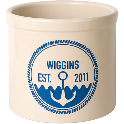 Whitehall Anchor Established Stoneware Crock, 2 Line