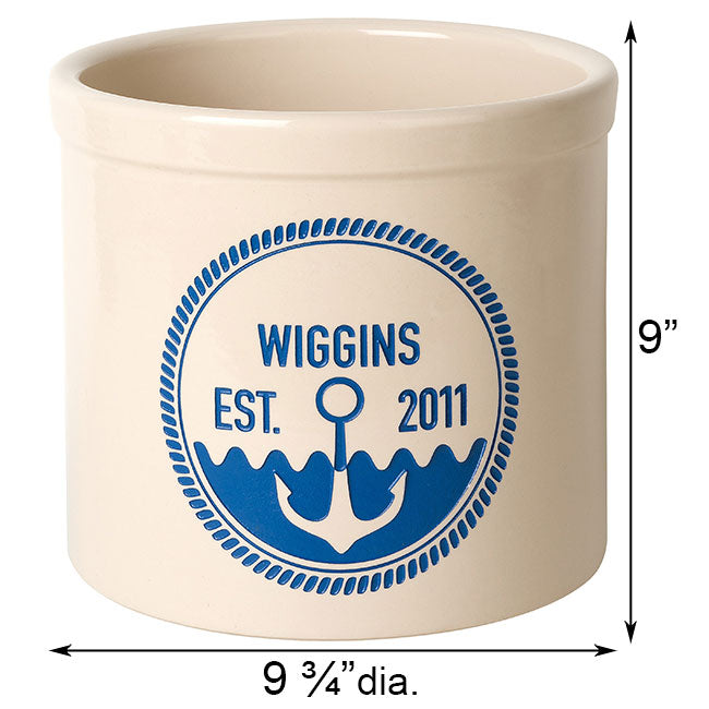 Whitehall Anchor Established Stoneware Crock, 2 Line