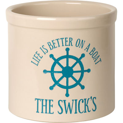Whitehall Life is Better on a Boat Stoneware Crock, 1 Line