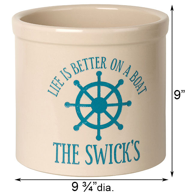 Whitehall Life is Better on a Boat Stoneware Crock, 1 Line