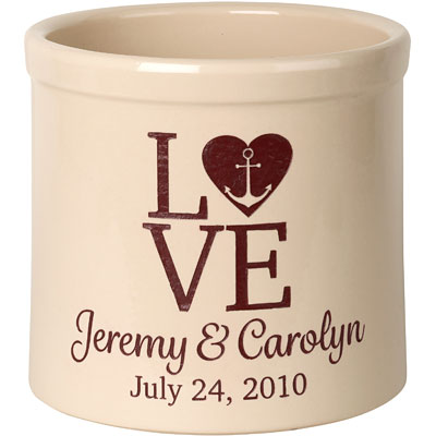 Whitehall Love and Anchor Stoneware Crock, 2 Line