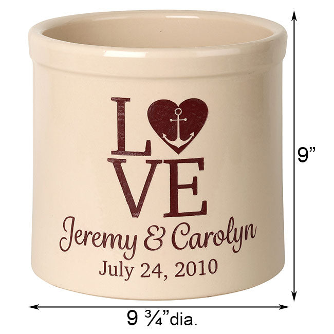 Whitehall Love and Anchor Stoneware Crock, 2 Line