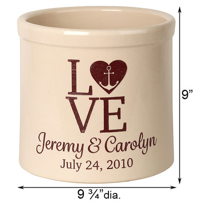 Whitehall Love and Anchor Stoneware Crock, 2 Line