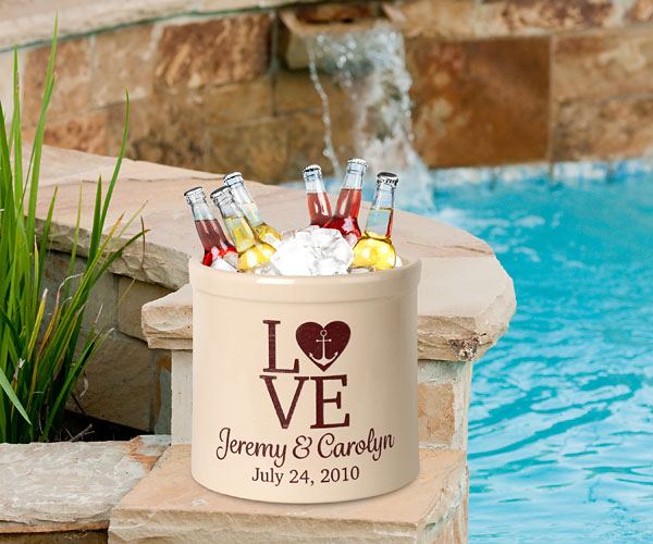 Whitehall Love and Anchor Stoneware Crock, 2 Line