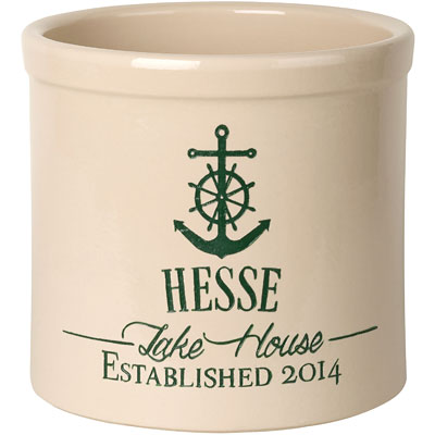 Whitehall Anchor Lake House Stoneware Crock, 2 Line