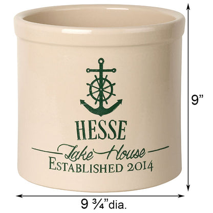 Whitehall Anchor Lake House Stoneware Crock, 2 Line