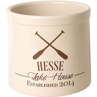 Whitehall Oars Lake House Stoneware Crock, 2 Line