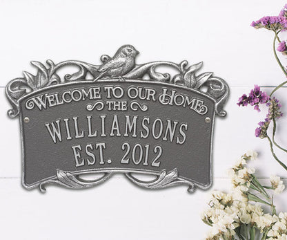 Whitehall Songbird Welcome Anniversary Wall Plaque, 2 Line