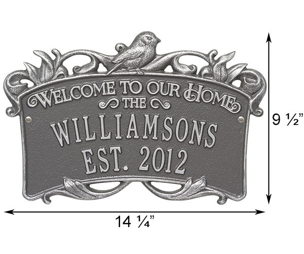 Whitehall Songbird Welcome Anniversary Wall Plaque, 2 Line