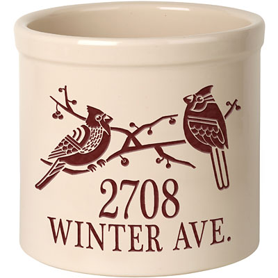 Whitehall Deco Cardinal Duo Stoneware Crock, 2 Line