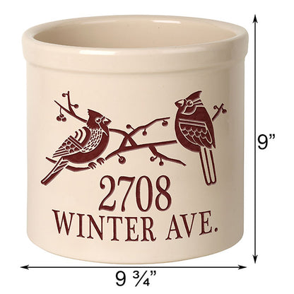 Whitehall Deco Cardinal Duo Stoneware Crock, 2 Line