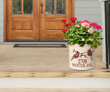 Whitehall Deco Cardinal Duo Stoneware Crock, 2 Line