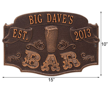 Whitehall "Bar Established" Wall Plaque, Standard, 2 Line