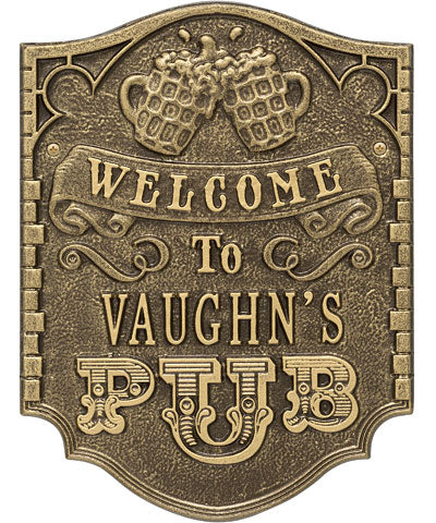 Whitehall "Pub Welcome" Wall Plaque, Standard, 1 Line