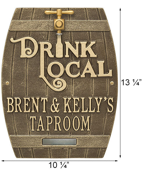 Whitehall "Drink Local" Wall Plaque, Standard, 2 Line