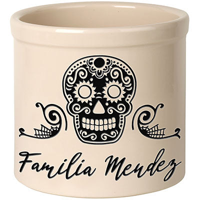 Whitehall Sugar Skull Halloween Stoneware Crock, 1 Line