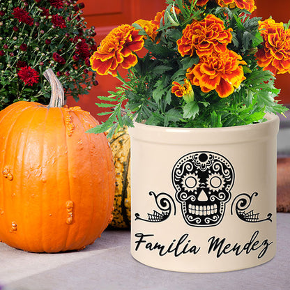 Whitehall Sugar Skull Halloween Stoneware Crock, 1 Line