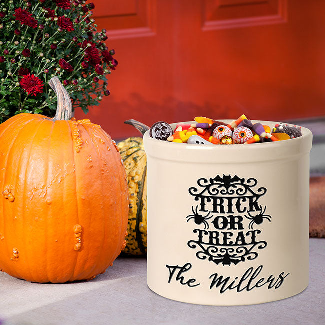 Whitehall Trick or Treat Halloween Stoneware Crock, 1 Line