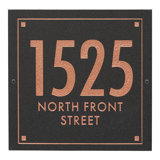 Whitehall Granite Square Futura Engraved Wall Plaque, 3 Line