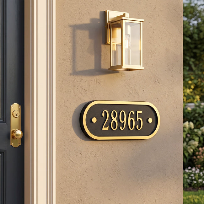 Whitehall MailVault Mailbox Door Plaque, 1 Line, Blk/Gld