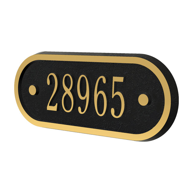Whitehall MailVault Mailbox Door Plaque, 1 Line, Blk/Gld
