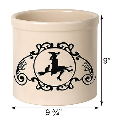Whitehall Witch on a Broom Halloween Stoneware Crock