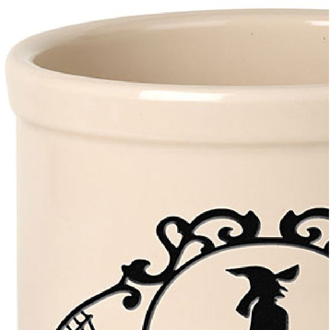 Whitehall Witch on a Broom Halloween Stoneware Crock