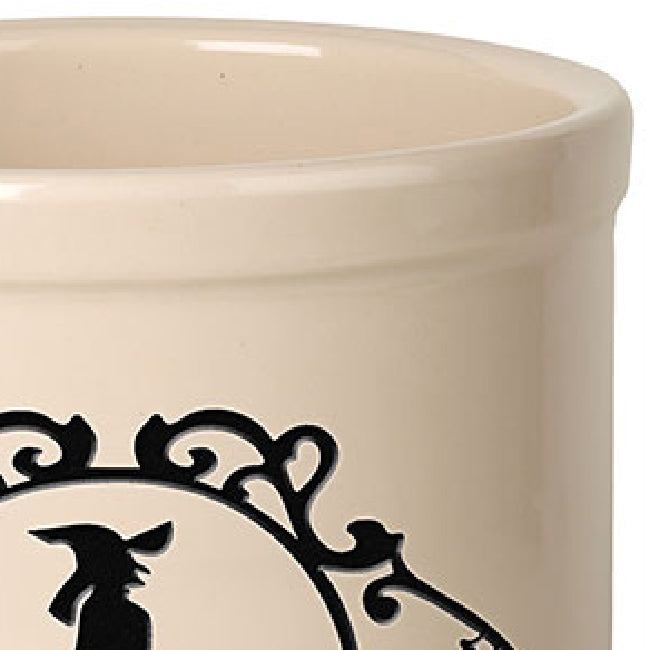 Whitehall Witch on a Broom Halloween Stoneware Crock