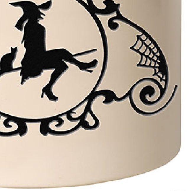Whitehall Witch on a Broom Halloween Stoneware Crock