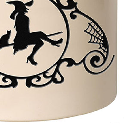 Whitehall Witch on a Broom Halloween Stoneware Crock