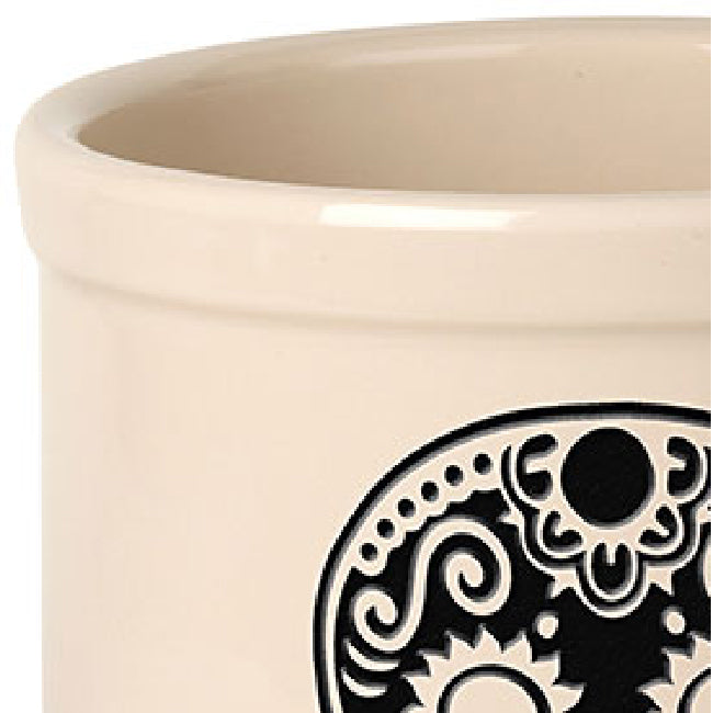 Whitehall Sugar Skull Halloween Stoneware Crock