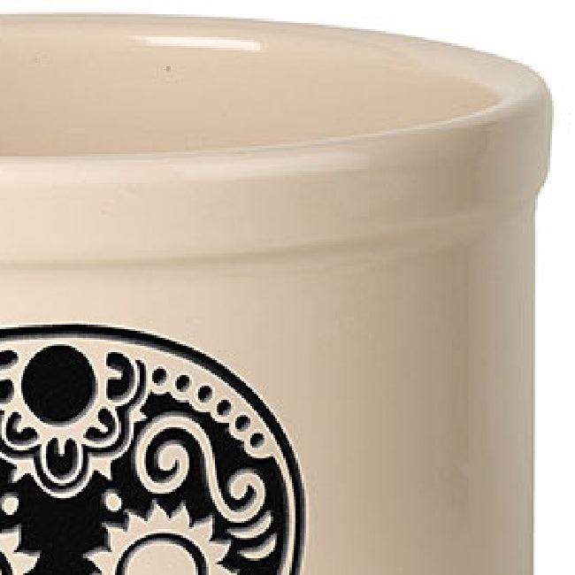 Whitehall Sugar Skull Halloween Stoneware Crock