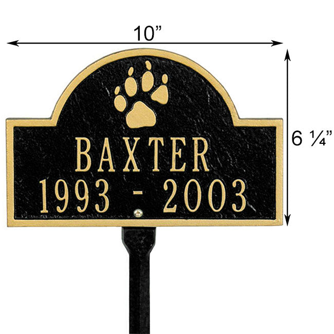 Whitehall Pet Paw Mini Arch Memorial Marker, 2 Line