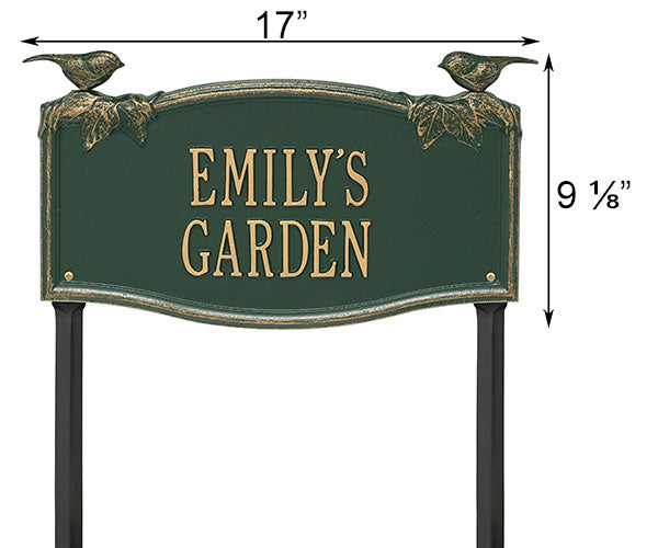 Whitehall Chickadees and Vines Garden Marker, 2 Line